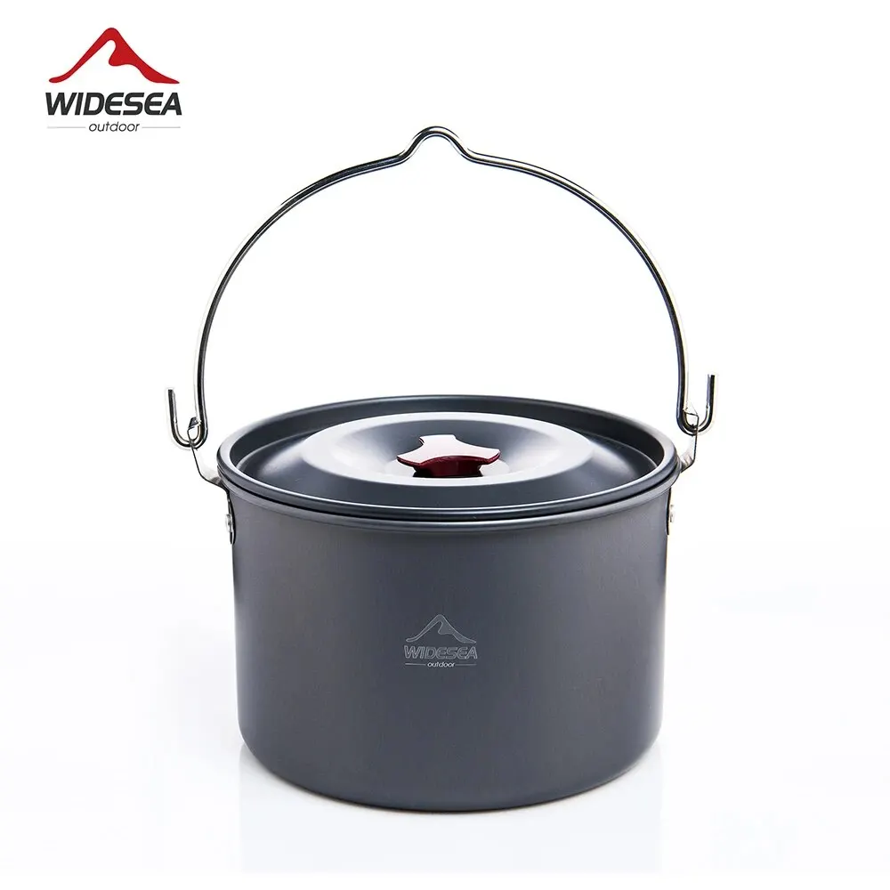 Widesea 4L Camping Hanging Pot Cookware Outdoor Bowler Tableware 4-6 Persons Picnic Cooking Tourism Fishing Kitchen Equipment