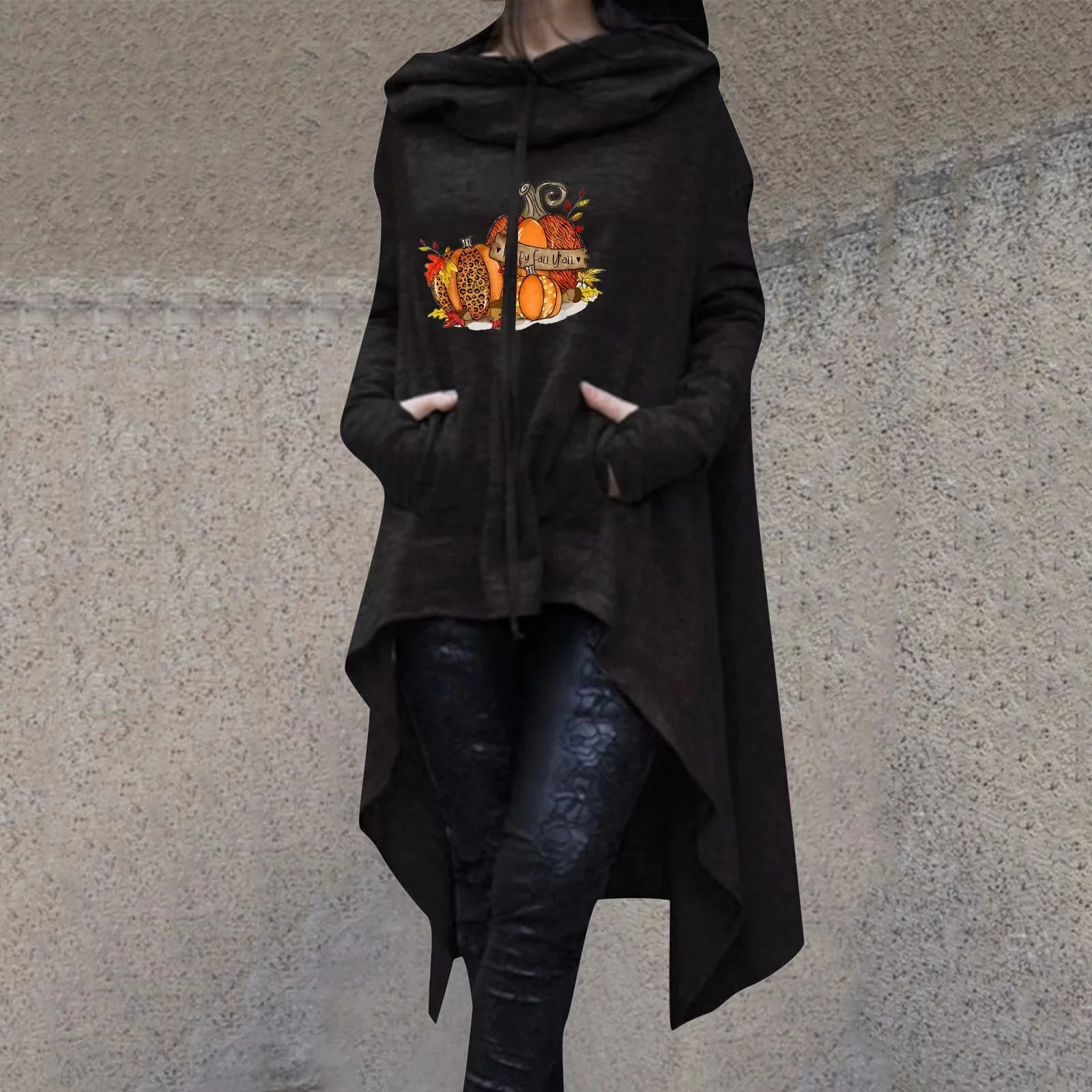 Long Sleeve Hooded Neck Pullover, Halloween Pumpkin Hoodie, Christmas Monogram, Fall, Witch Trial Print, Fall, Winter