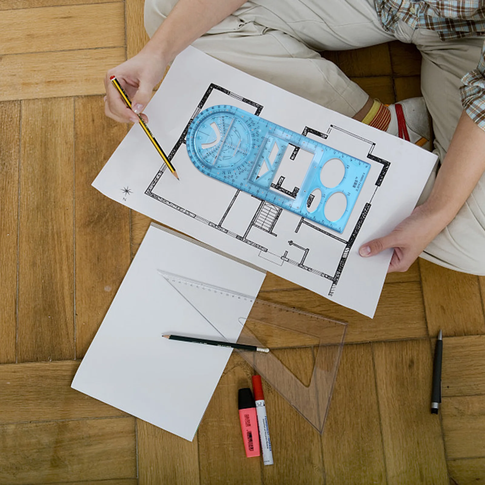 For School Office Architecture Supply Multifunctional Geometric Ruler Geometric Drawing Template Measuring Tool линейка школьная