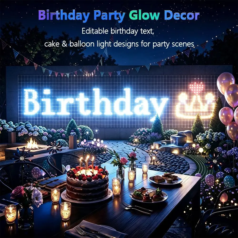 RGBIC LED Outdoor Net Lights Waterproof Music Sync Matrix Grid Lights DIY Pattern App Control Christmas Curtain Light