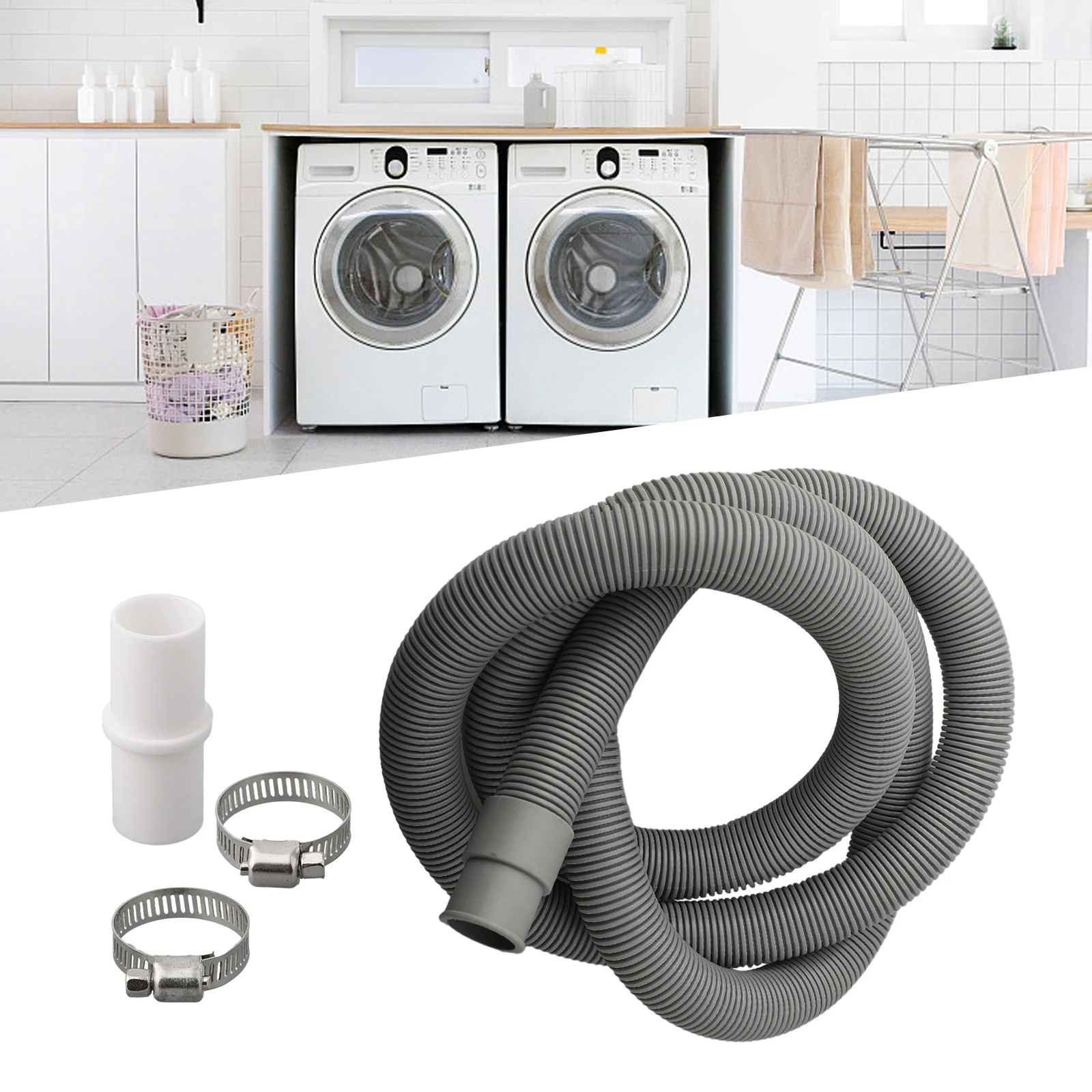 1PCS 70/150/200cm Washing Machine Drain Waste Hose Flexible Dishwasher Drain  Extension Pipe Kit Washer Discharge Tube