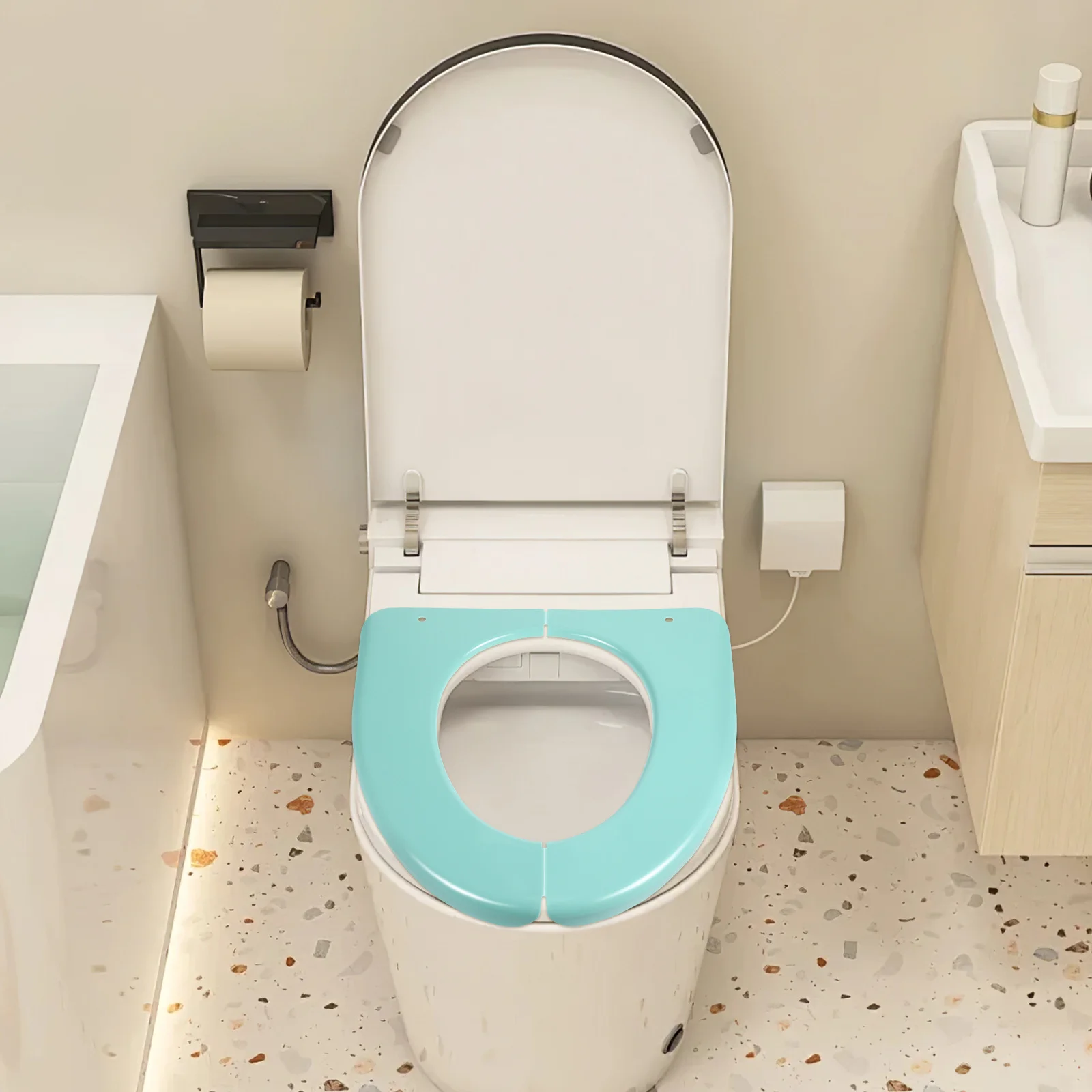 

1pc Folding Potty Seat Cover Reusable Washable Portable Toilet Training Seat Cushion For Home Travel Soft Bathroom Mat All Ages