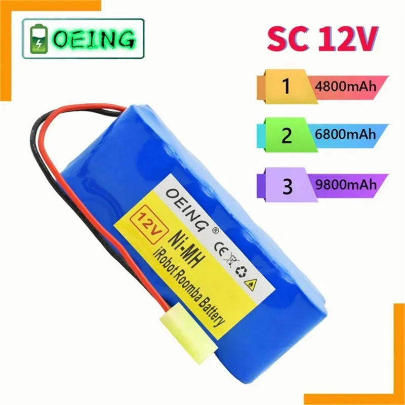 12V SC Ni-MH 6000mAh Rechargeable Battery for Rowenta, Robot Vacuum Cleaner, 12V, RH5488, RH846301, RH846901, RS-Rh5205