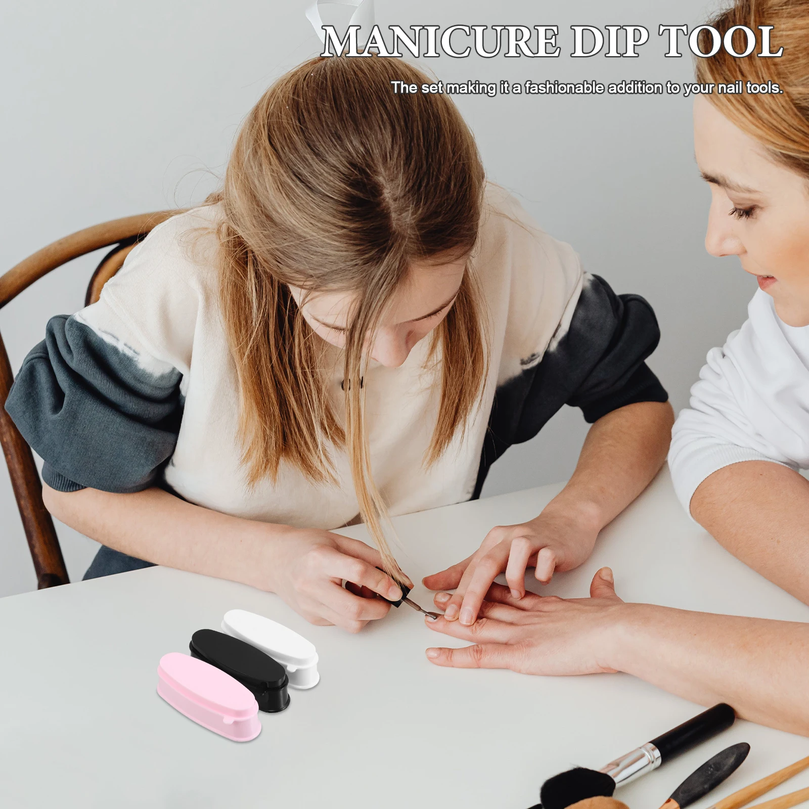 

3pcs Recycling Box Dip Kit French Manicure Tools Plastic Compact Design Easy Clean Durable Versatile Colors