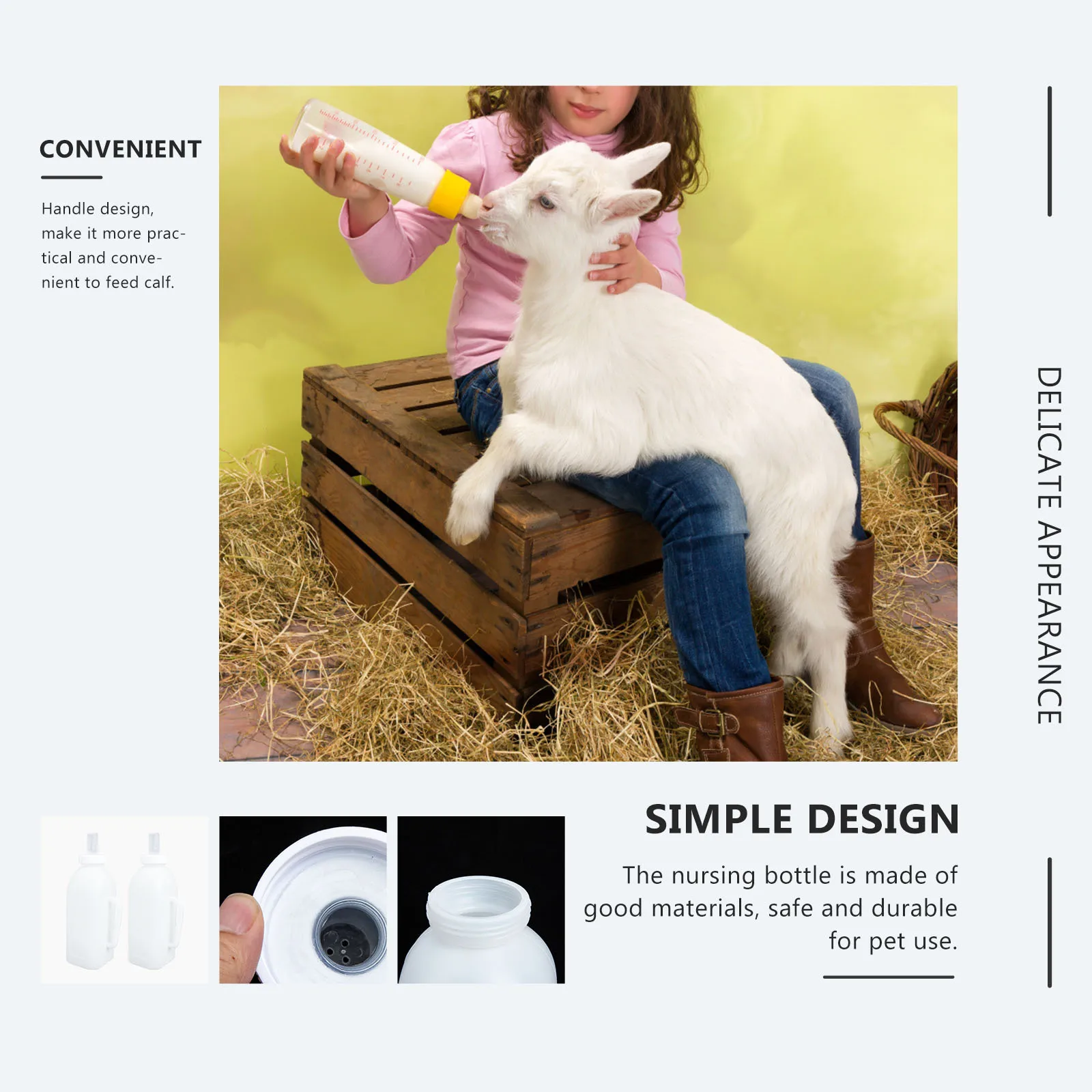 

2pcs Milk Bottle For Calf Kitten Lamb Pet Nursing Feeder Handle Design Practical Silicone Feeding Tool Portable Animal Care