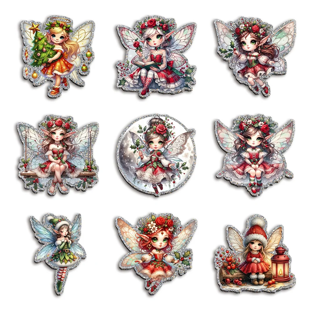 

Fairy Christmas Design Girls Chunky Color Glitter Acrylic Flatback for Badge Hair Bow Keychain Reel Clip Decoration