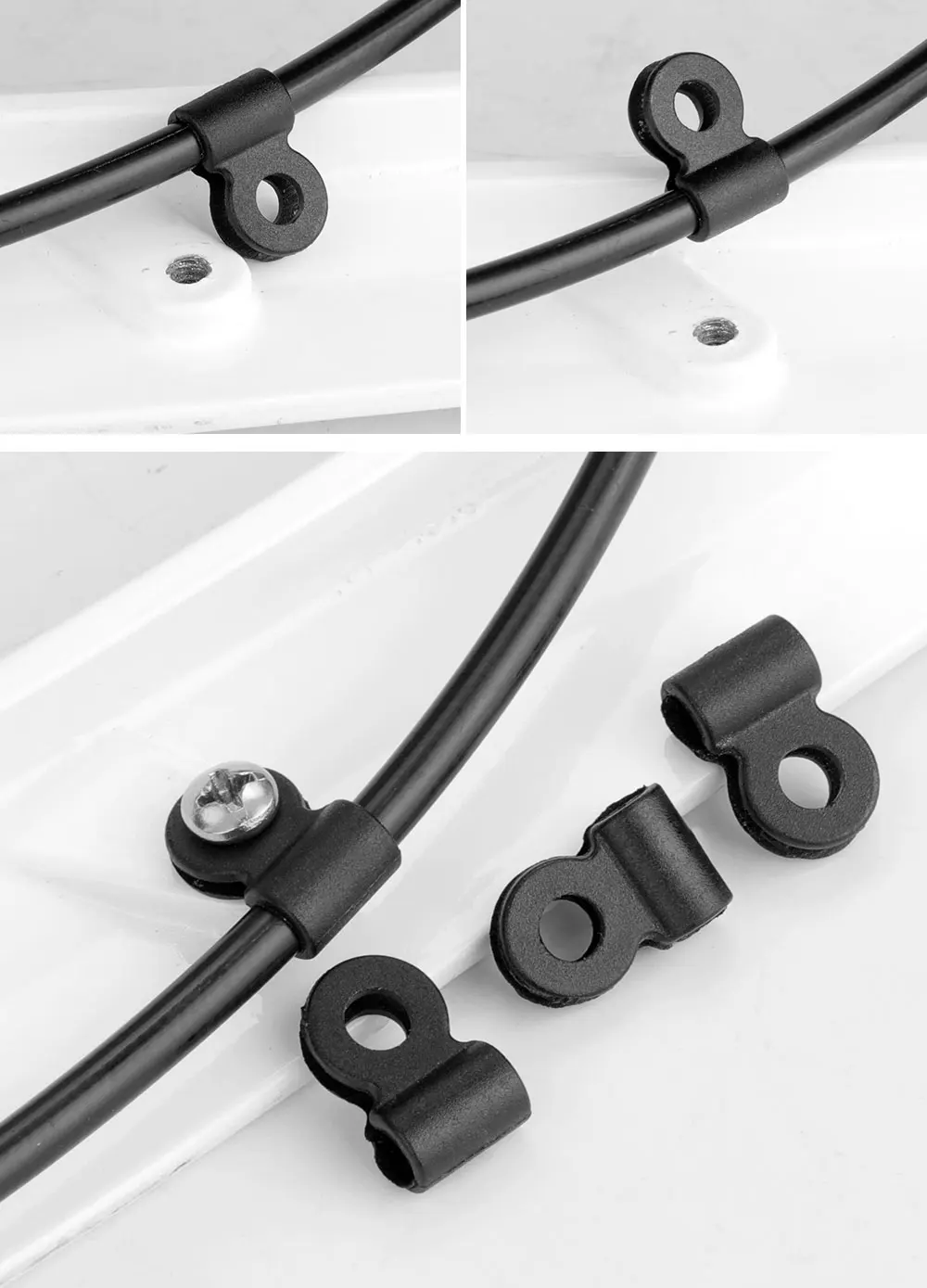 Fahrrad-Kabelführung mit Fixierschnalle für Brems- und Schaltzugkabel, Langlebiger Kunststoff-Einlochclip und Kabelmanagement-Rohrhalterungen – Detail 5