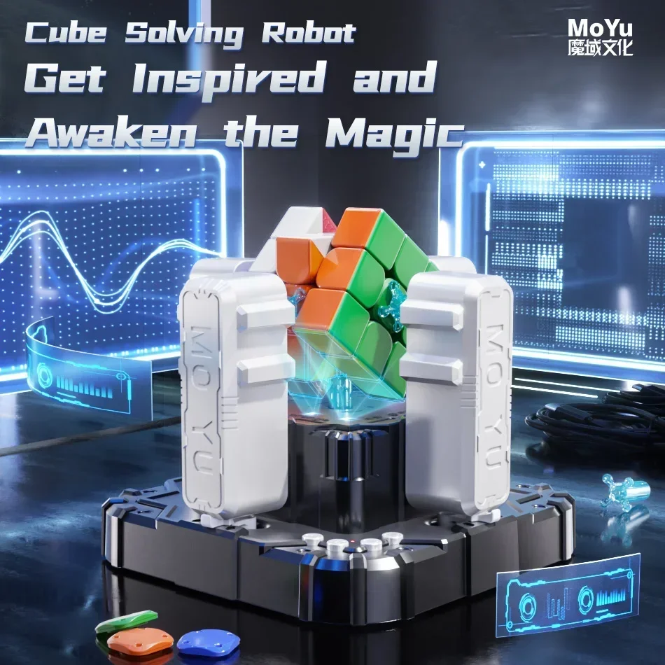 MoYu-Cube Robot Magic 3x3x3, Solimplémenté, AI, Auto Scramble, Série d'emballage avec divers jeux délibérés, Jouets de puzzle amusants