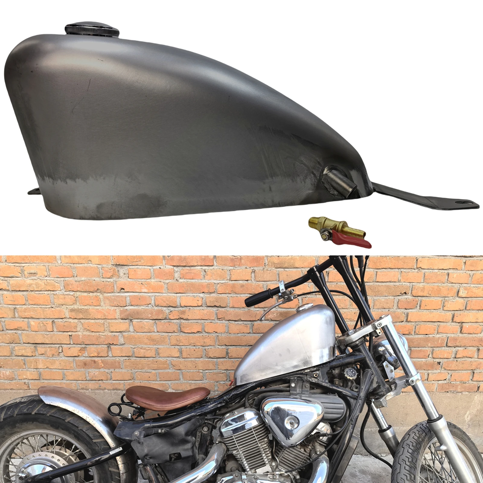 9L Motorcycle Petrol Gas Fuel Tank For Honda Steed VLX400 600