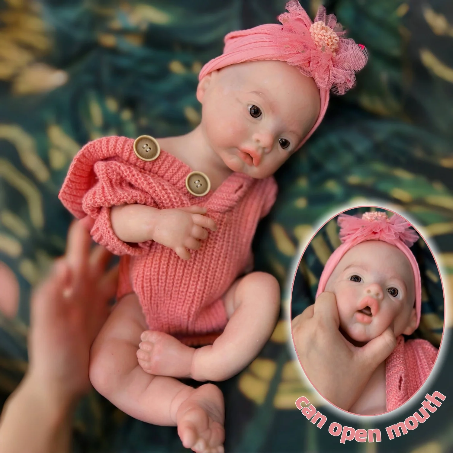 

18-дюймовая кукла Meadow Girl Can Open Mouth, полностью твердая, мягкая силиконовая кукла Reborn Bebe, водонепроницаемая, для новорожденных, реалистичная окрашенная кукла, игрушка