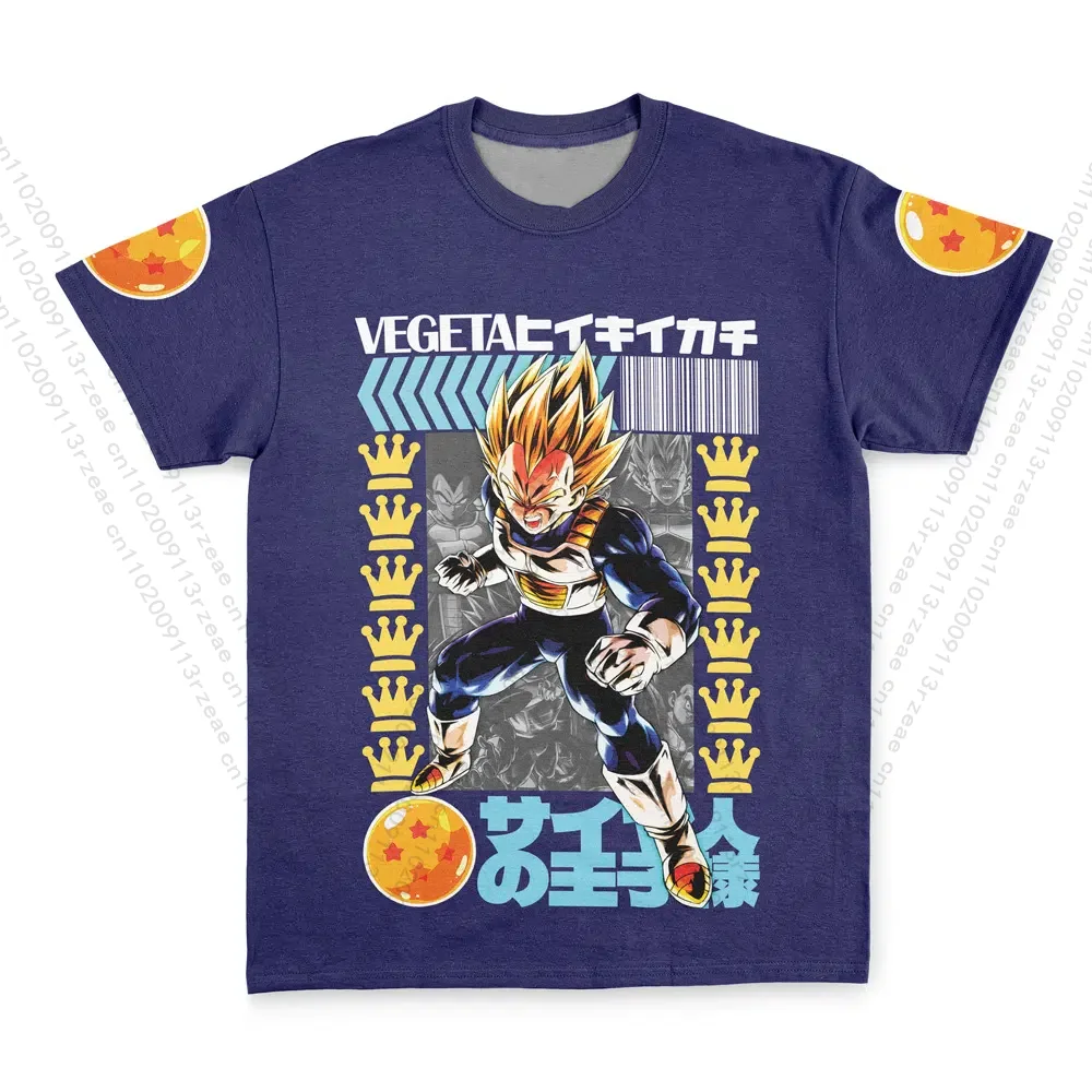 Nuevo Anime Dragon Ball Z Vegeta V2 hombres Y2K Cosplay estampado camiseta Hipster Popular niños transpirable moda calle manga corta