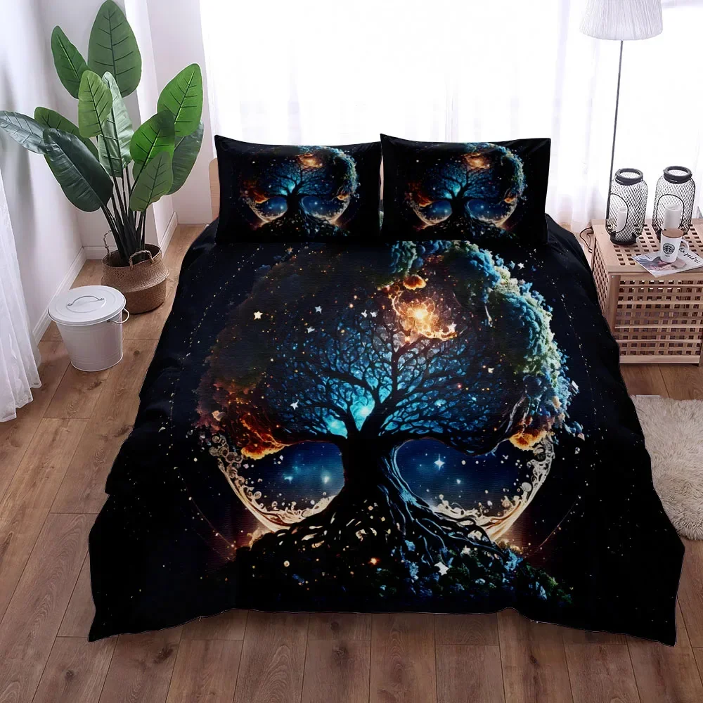 3Pcs Yggdrasil Tree of Life Bedding Set Magic Dream Theme Duvet Cover Set King Queen Double Twin Single Size Bed Linen Set