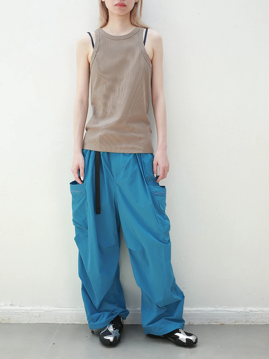 

Спортивные брюки для активного отдыха, быстросохнущие, повседневные, свободного кроя, с широкими штанинами, с множеством карманов, модные, современные, для женщин