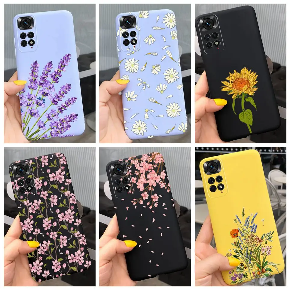 Flowers Cases For Xiaomi Redmi Note 11 Pro Case 4G 5G Candy Color Luxury Ultra Slim Shockproof Cover For Redmi Note11 Pro Capa