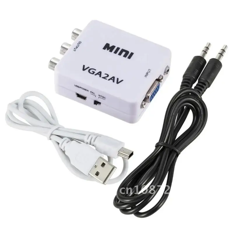 

1080P Mini VGA to RCA 3.5mm AV Video converter adapter with VGA 2AV / CVBS Audio + Audio converter for PC HDTV BGGQGG