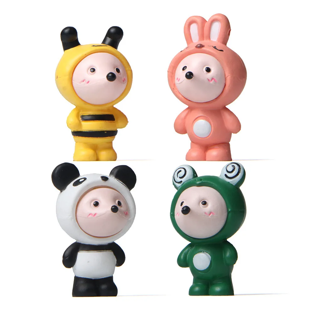 4PCS/Sets Cartoon Mouse Cosplay Panda Bee Cute Creative Fairy Garden Landscaping Dollhouse Desktop Decorations for Kids Toys