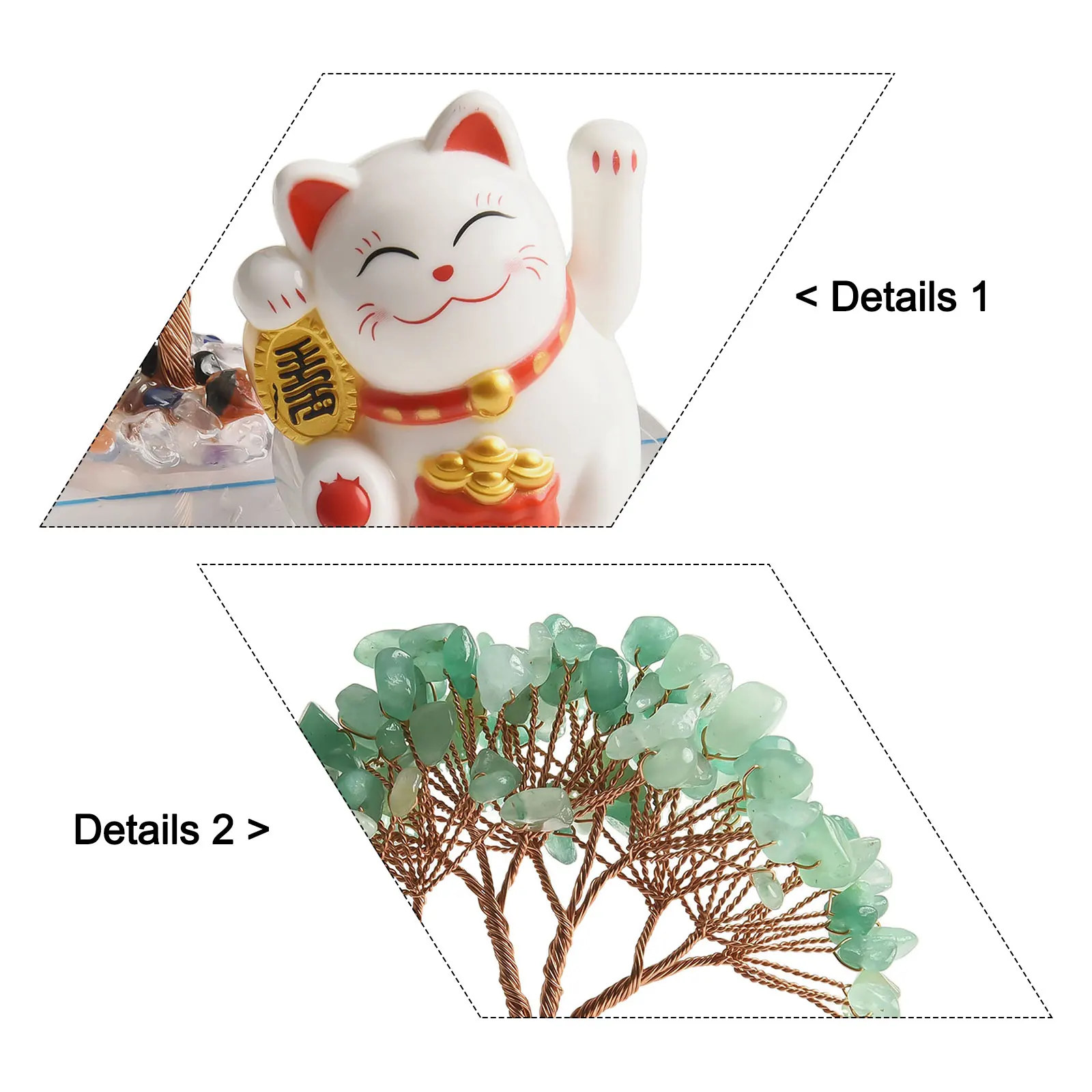 Cat Base Cute Fortune Cat Multicolor Natural Pink Purple Shake Hands 13*8cm Cat Base Crushed Stone None Brand New