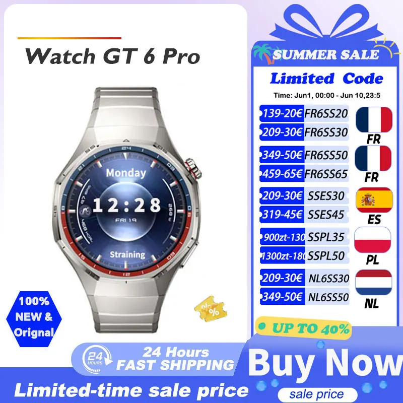HUAWEI WATCH GT 6 Pro Montre connectée HUAWEI Écran AMOLED 1,47” Autonomie de 21 jours HarmonyOS 6.0 Appels Bluetooth NFC HUAWEI WATCH GT 6Pro