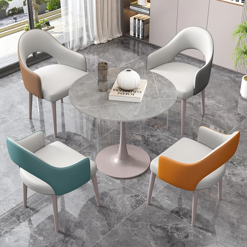 Sintered stone negotiation table and chair combination, living room dining table and chairs, shop reception round table, balcony