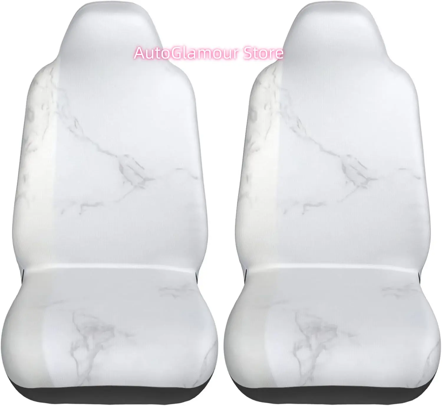 Marble Silver 2-Piece   Seat Cover Complete Set - Elastic Seat Protection Cover for Cars, Trucks, Suvs, and Trucks