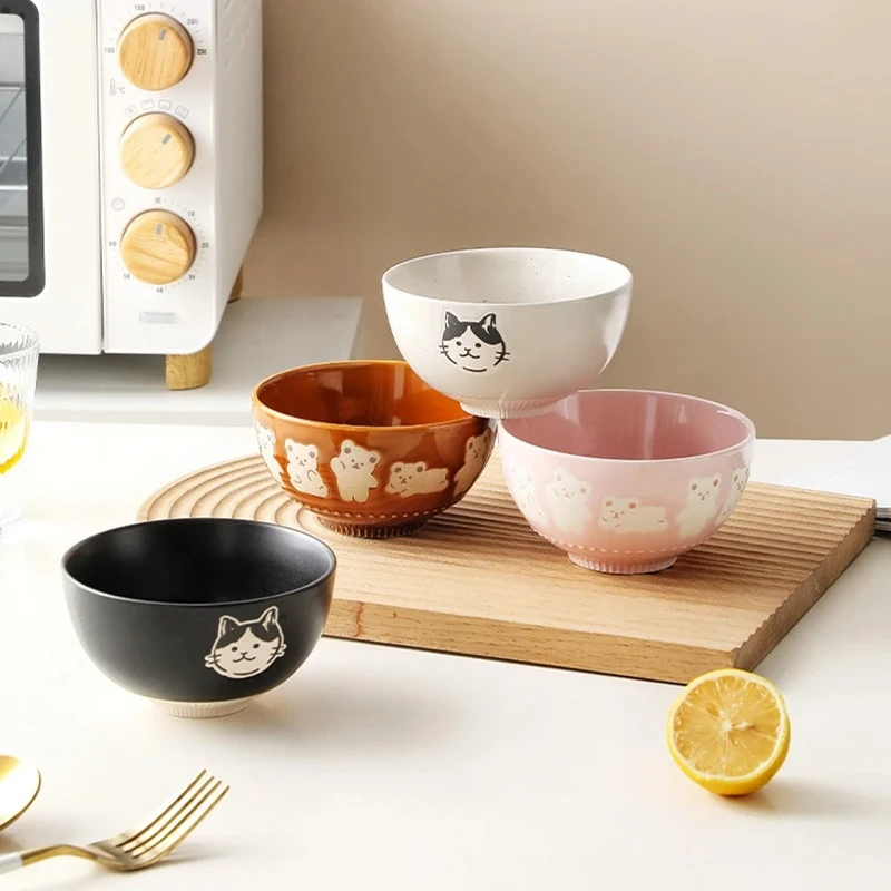 Ceramic Kitten Cartoon Cat Breakfast Oatmeal Milk Bowl