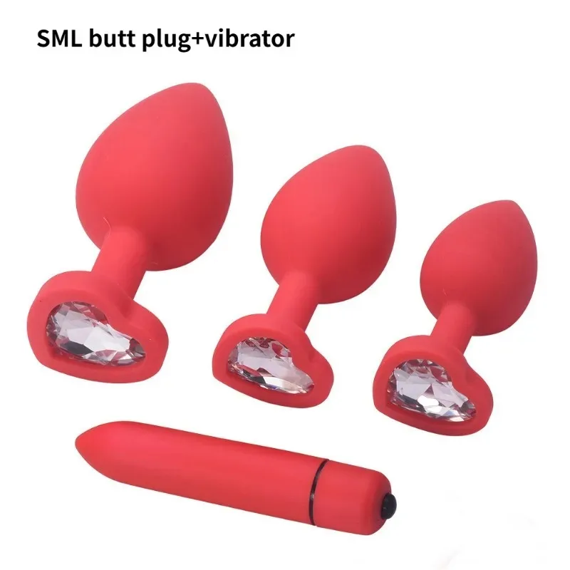 Masajeador de próstata con tapón Anal S/M/L de silicona suave y vibrador de bala con tapón erótico, juguete sexual para hombres y mujeres, tienda de patio trasero 18