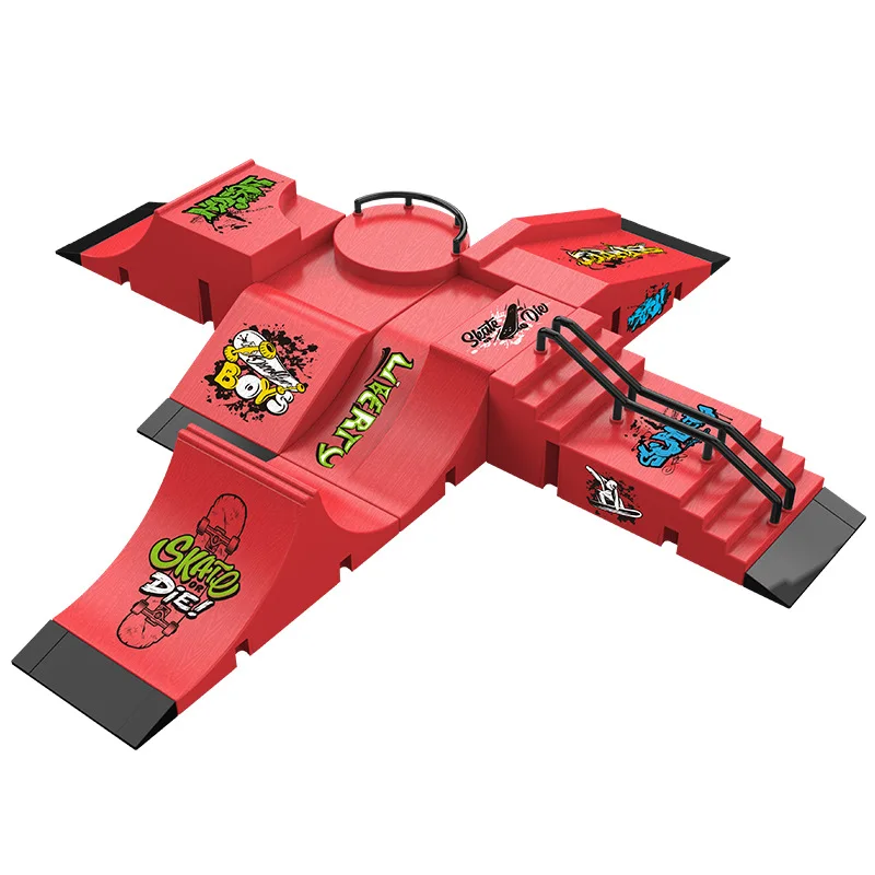 المهنية إصبع لوح التزلج DIY لوح التزلج بارك المنحدر الملحقات التكنولوجيا سطح السفينة المشهد مكان مزيج اللعب الهدايا الصغيرة