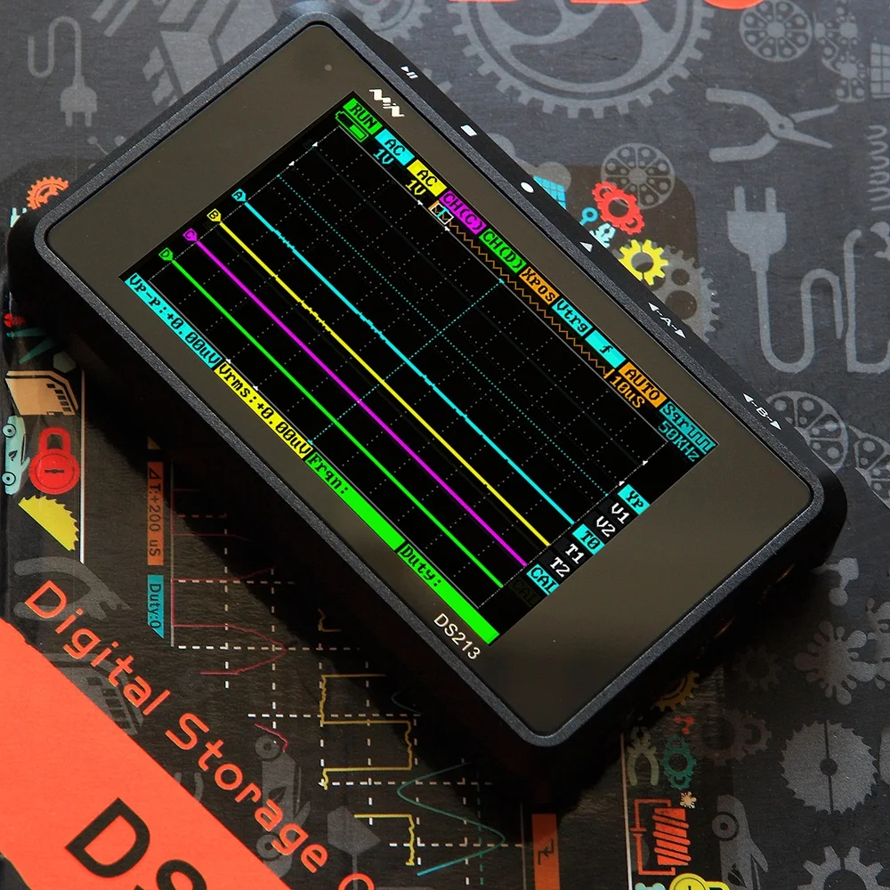 DS213 DSO213 Mini Portable Digital Oscilloscope 4 Channels 15MHz Bandwidth 100Msa/s Multimeter Waveform Storage x1x10 Probe