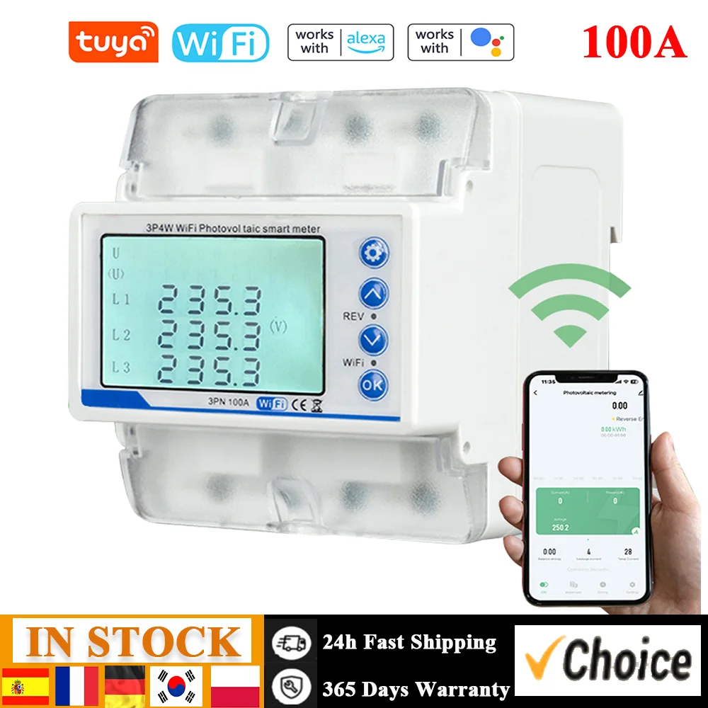 Tuya WiFi 3P4W Photovoltaic Meter Three Phase Reclosure Switch Intelligent Reclosing Protector Overload Overvoltage Undervoltage