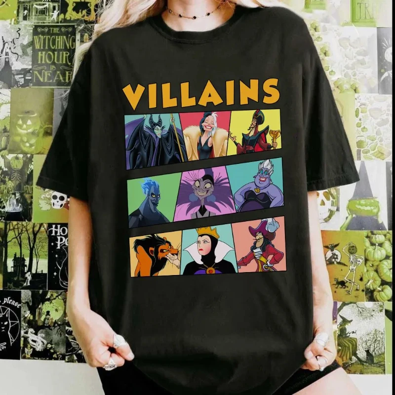 ديزني الشرير سيئة فتاة باد غي خمر Maleficent Cruella Ursula الشر الملكة هاديس الشرير مجموعة ديزني لاند الأسرة السفر التي شيرت