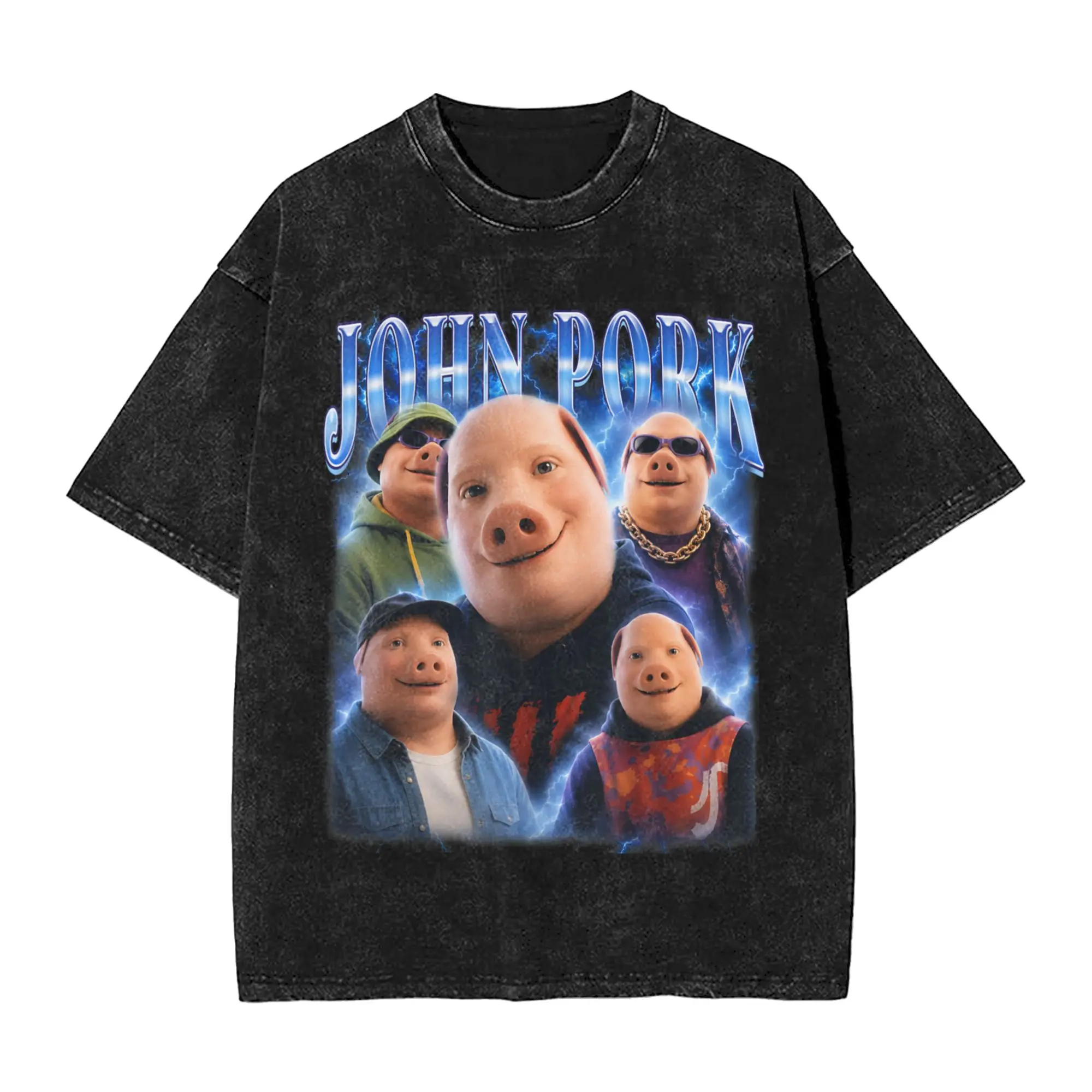 Funny John Pork Meme Vintage John Pork Bootleg T Shirt for Men Pure Cotton Fun T-Shirt O Neck  Tees Short Sleeve Tops Plus Size