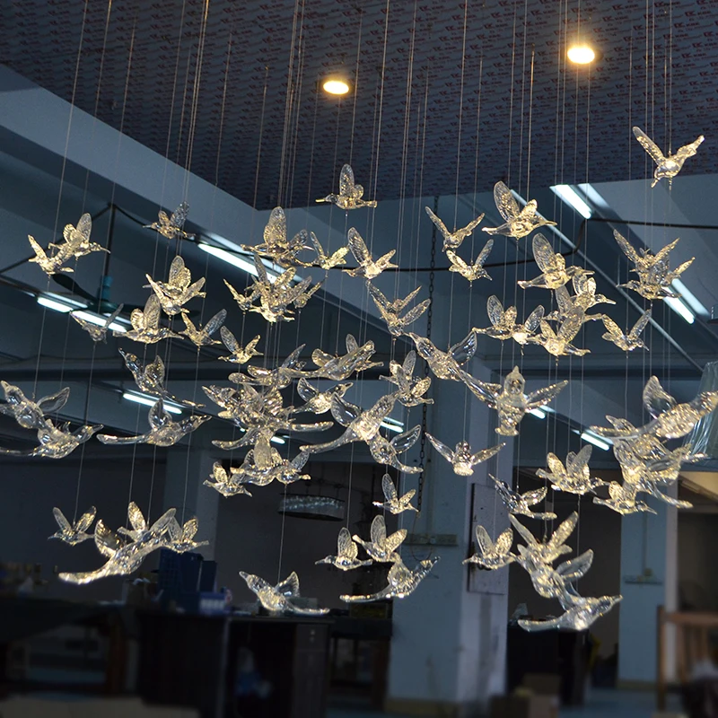 Boda acrílico transparente pájaro cristal colibrí boda techo iluminación de techo Festival suministros para fiestas