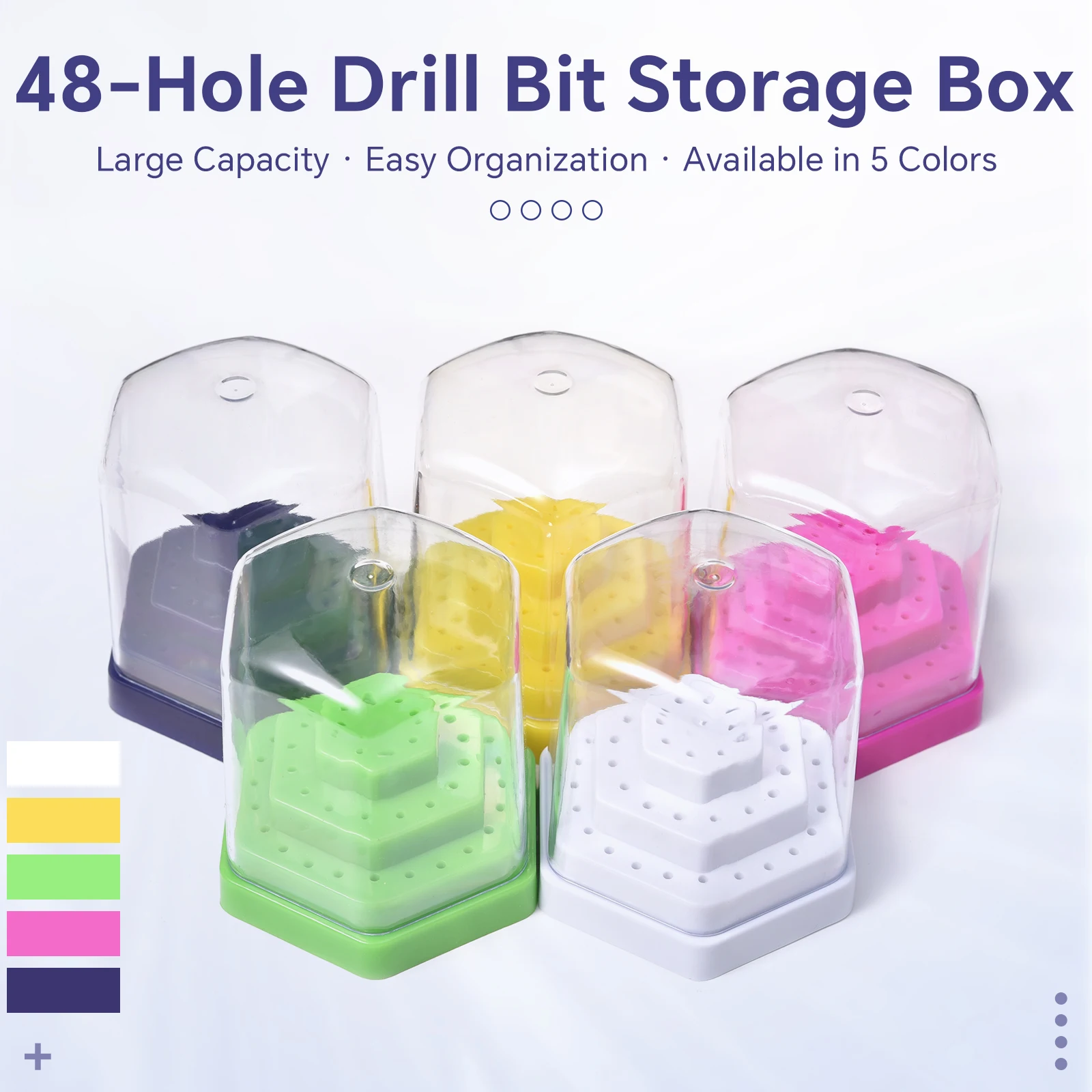 Nail Drill Bits Organizer Box 48 Slots Showing Shelf Plastic Dustproof Portable Empty Storage for Salon Nail Art Supplies