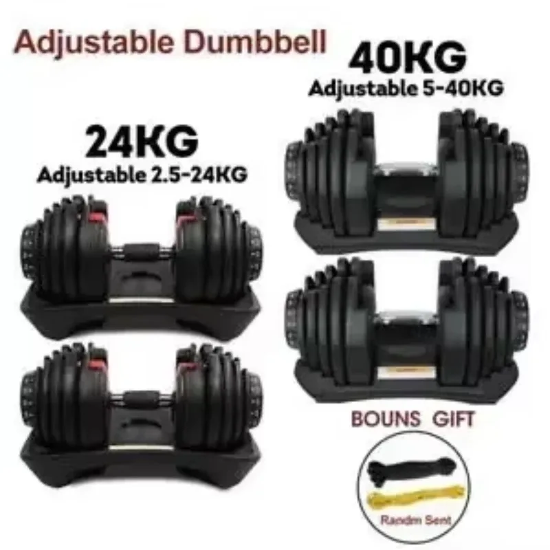 Wholesale Custom High Quality 552 1090 9010 24kg 90lb 40kg Adjustable Dumbbell 90lb 40kg 5lb Increment Set With Rack Stand