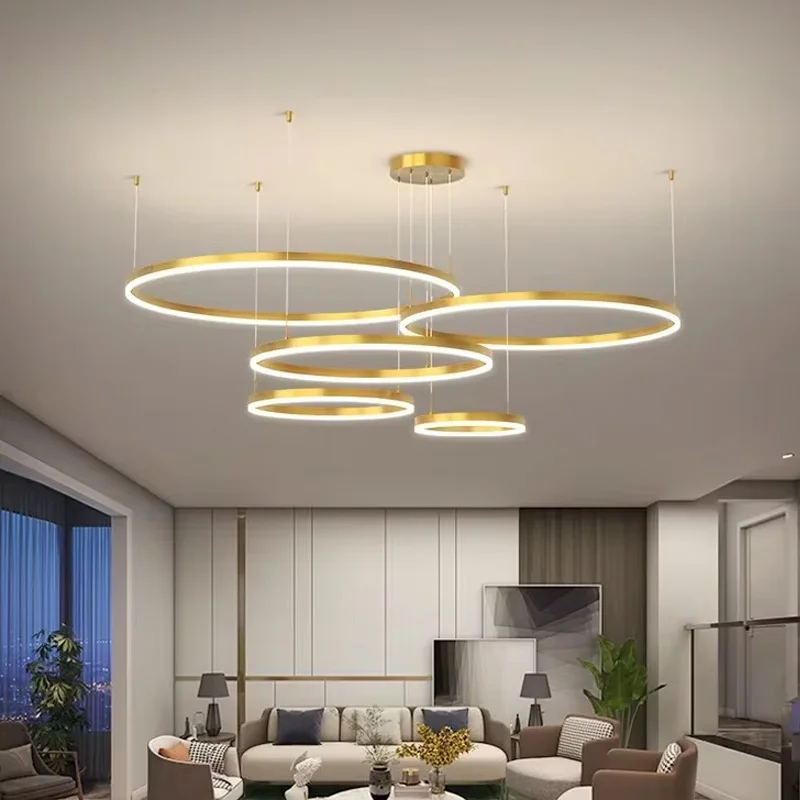 

Modern LED Ring Pendant Light Circular Chandelier for Living Dining Bedroom Hotel