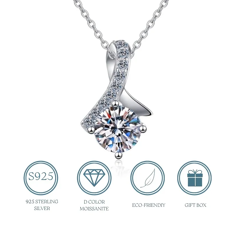 

Moissanite Herringbone Necklace Elegant Love Pendant Necklace Gift For Women Girls