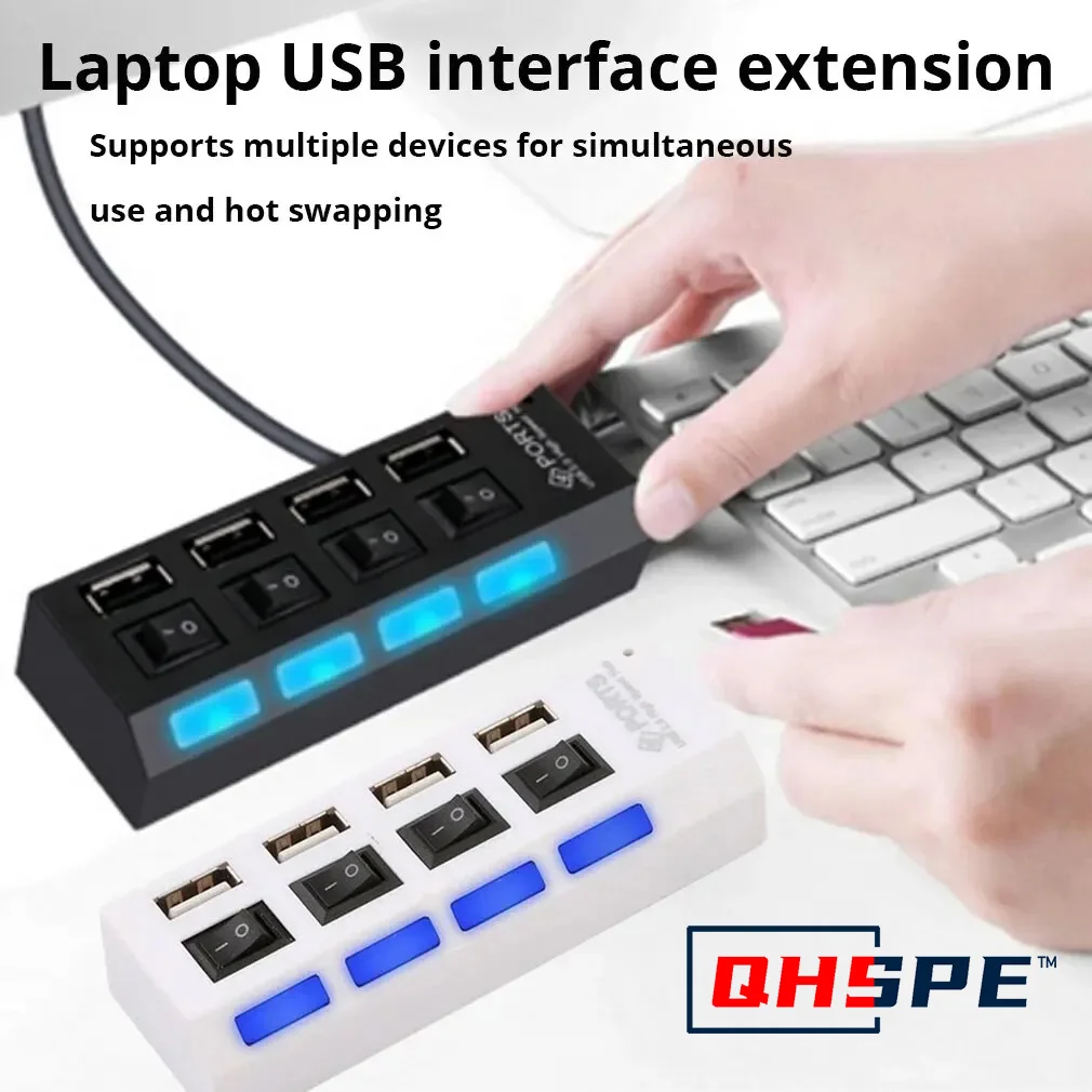 4-Port Usb 2.0 Hub One Drag Four Splitter Hub Plug And Play Mini Small Socket Hub /Usb 4-Port Splitter Transmission Stability