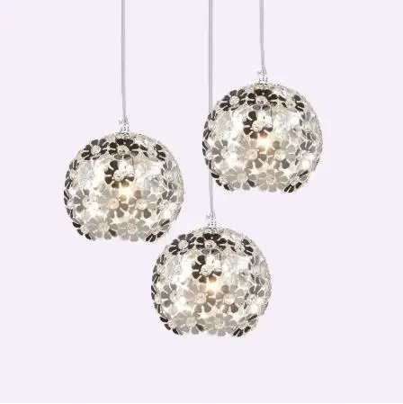 

Beautiful Silver Flower Crystal pendant lights Fixtures Aluminum Hanging Pendant Lamp Crystal Light for Dining Bedroom