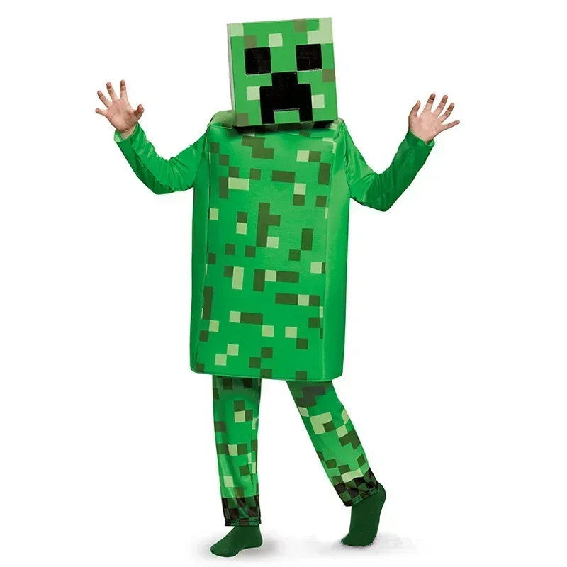 Kids Pixel Man Cosplay Pak Professioneel-Grade Performance Kostuum Voor Gamers Creeper Steve Stage Kostuum Voor Helloween Party