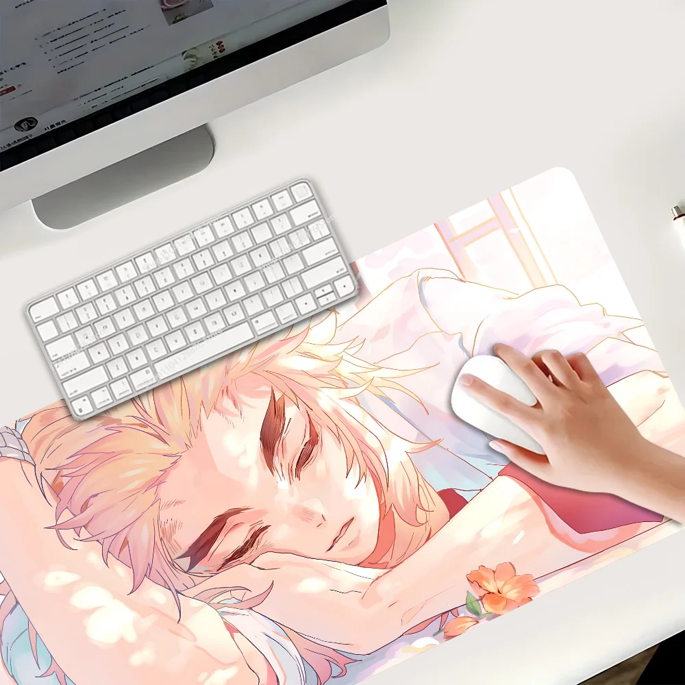 Kyojuro Rengoku Anime Demon Slayer Non-slip Mouse Pad Suitable For Office Computers Laptops E-sports Game Desk Mats XXL Keyboard