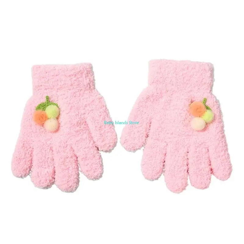 

K92D Crochet Winter Warm Gloves Knitted Full Finger Cartoon Mittens for Baby Toddlers Mitten Birthday Christmas Holiday Gift