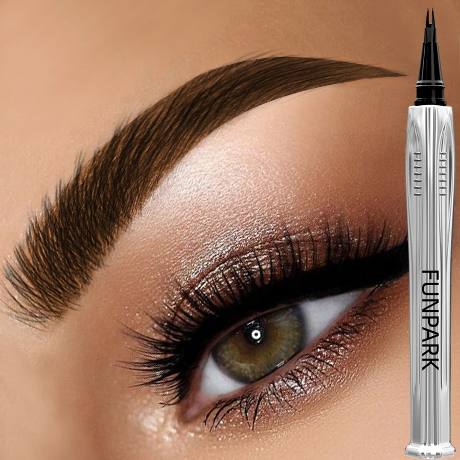 二股眉毛ペン防水防汚眉ペンシル 7 色韓国メイク 1pc 防水プロ化粧品