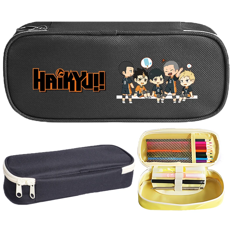 Haikyuu Student Pencil Case Karasuno Shoyo Hinata Movie Anime Cartoon Print Pencil Bag Go School Stationery Portable Storage Bag