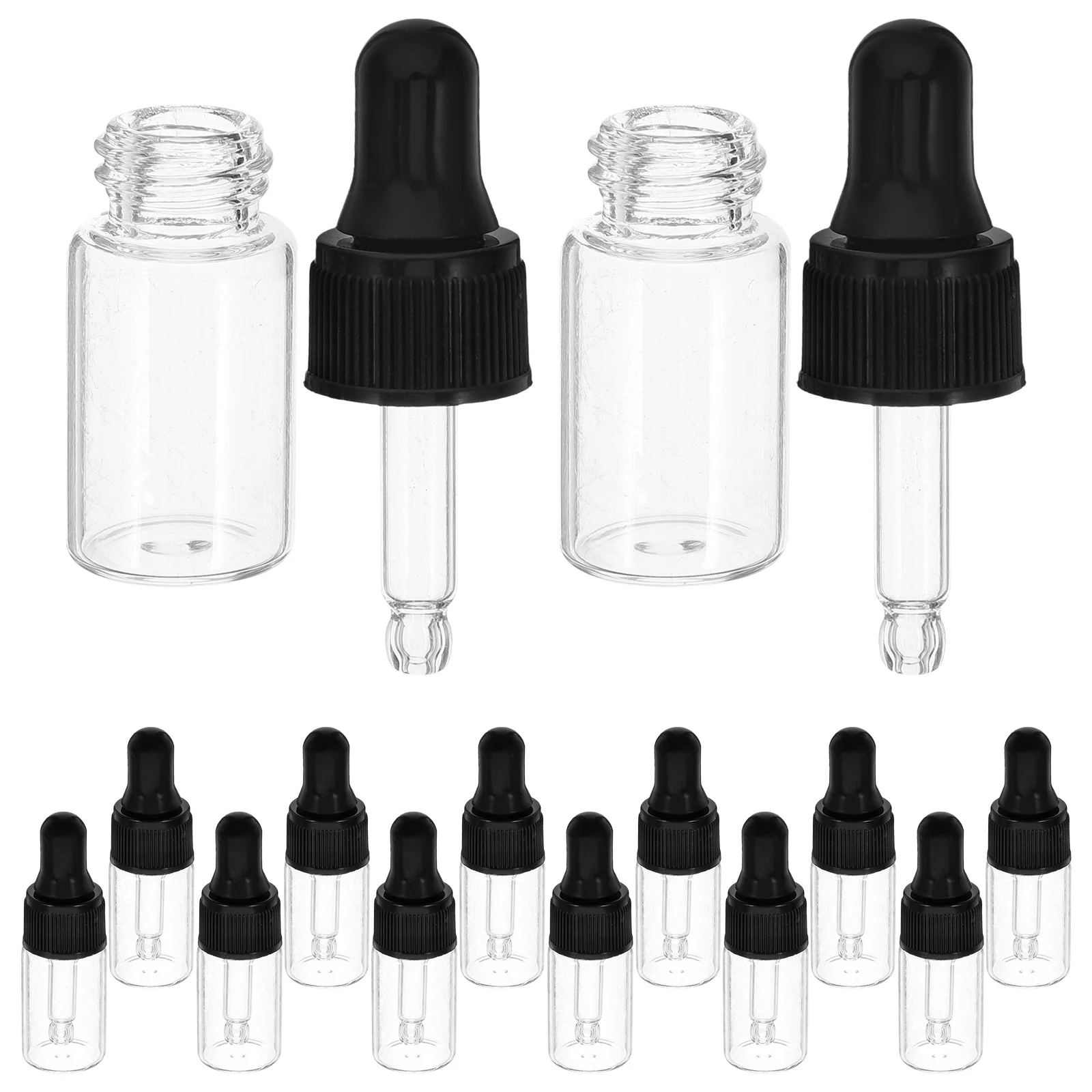 

20Pcs Transparent Mini Dropper Bottles Fine Ribbed Cap Leakproof Travel Containers Sample Vials Essential Oil Perfume Liquid