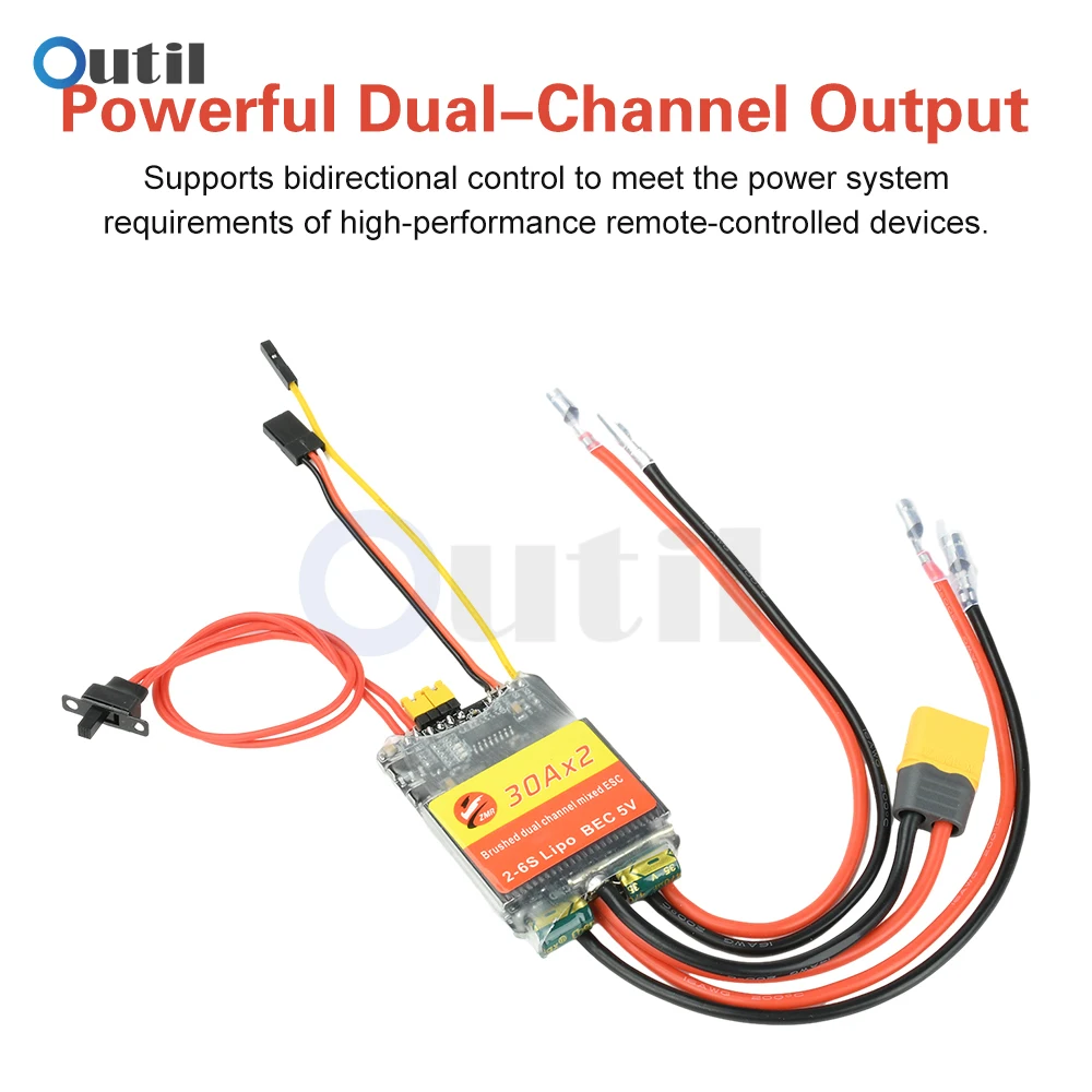 

Dual-Channel Bidirectional Brushed ESC 30A 50A PWM Signal Input Motor Speed Controller for RC Cars Boats Tracked Vehicles