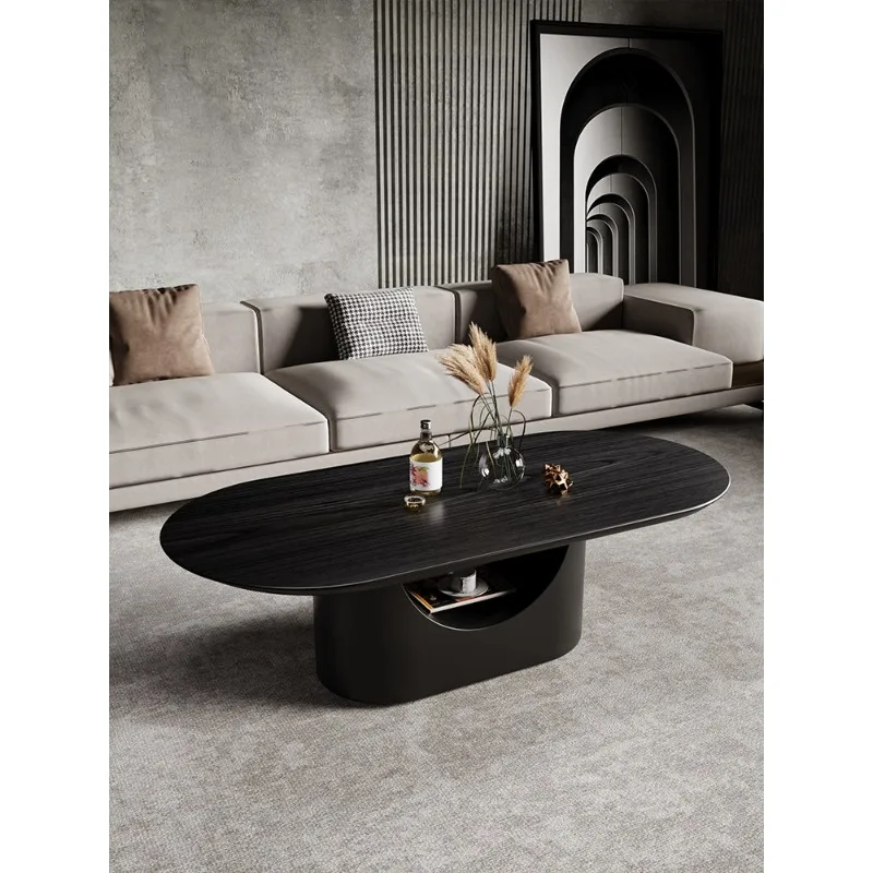 Nordic wabi-sabi wind walnut coffee table modern simple waist-shaped solid wood coffee table master design square coffee table