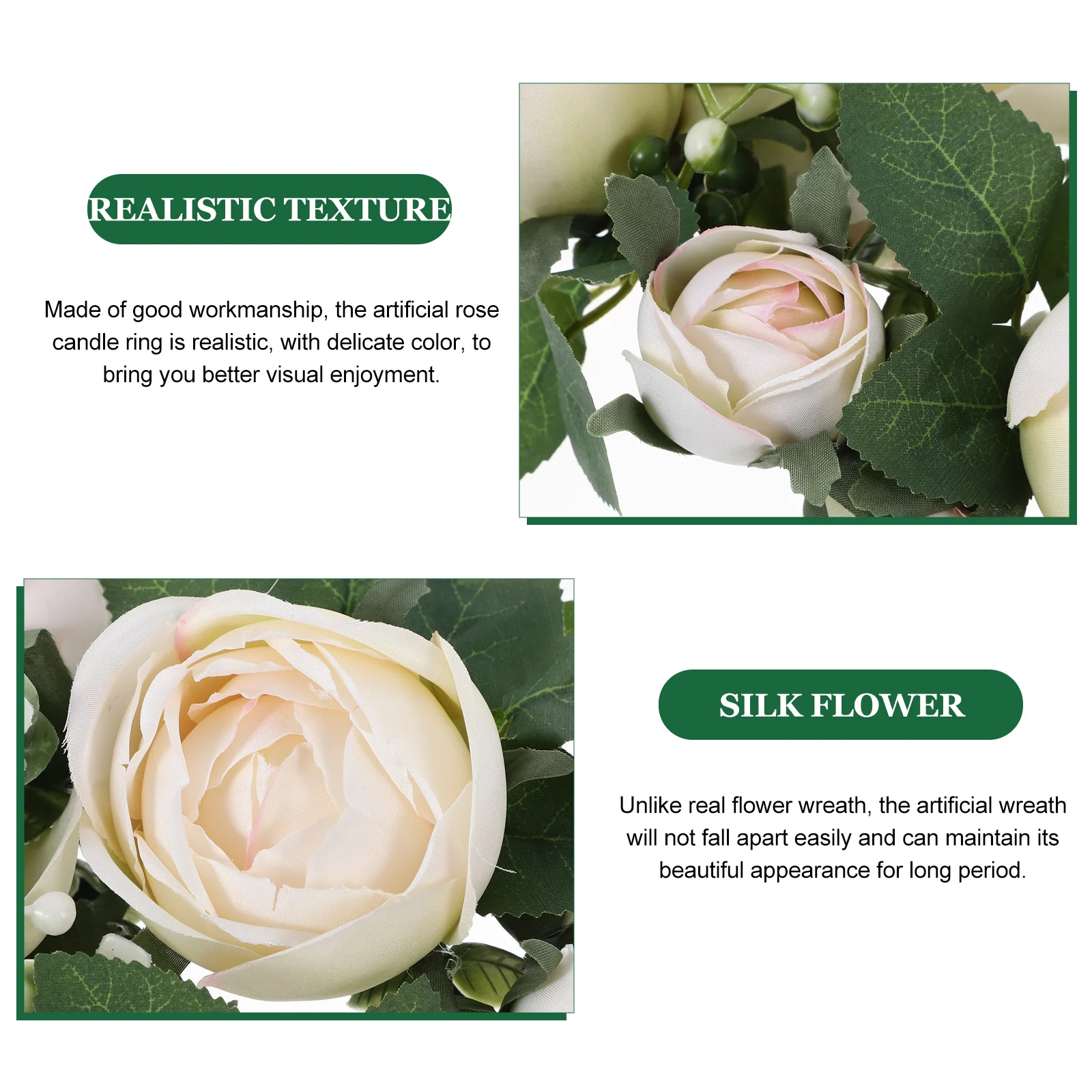 

Wreath Artificial Rose Ring Wedding Decor Delicate Romantic Long Lasting Visual Enjoyment Home Scene Layout