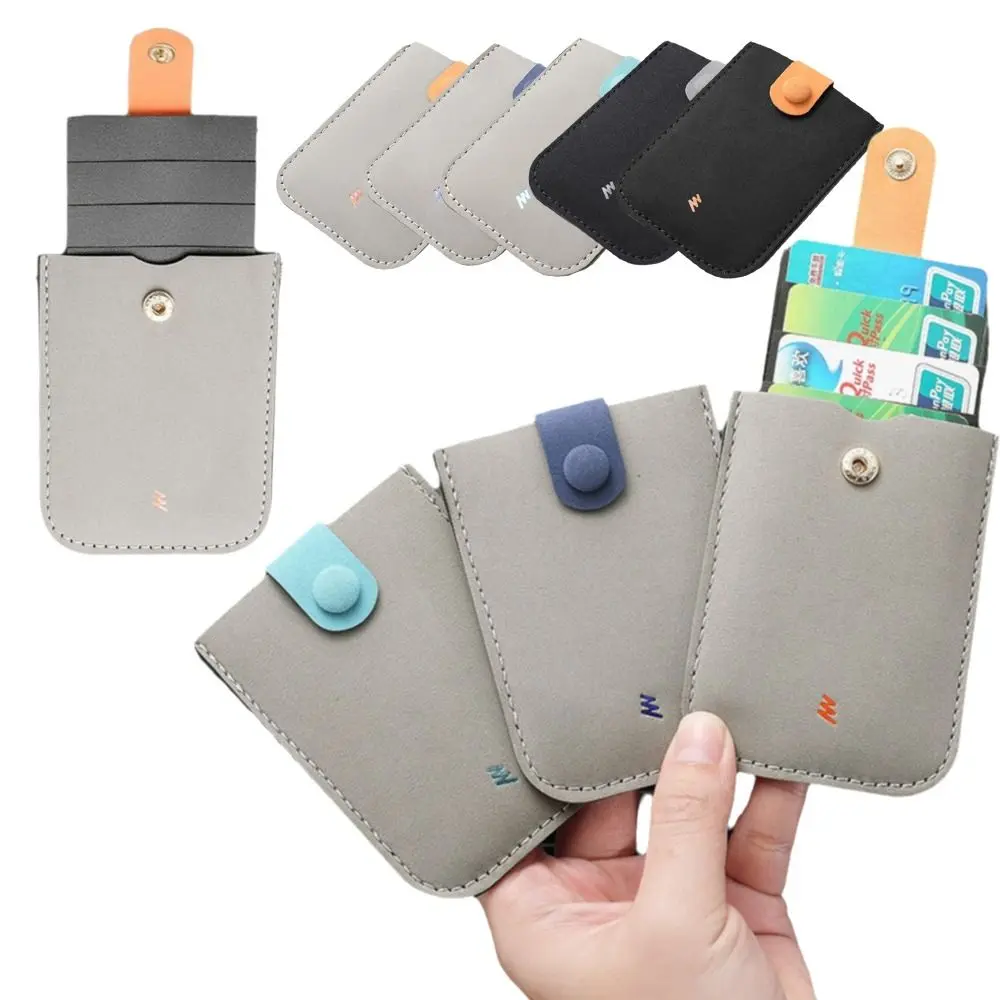 Creative PU Leather Laminated Concealed Card Wallet Pull-out Type 4 Card Pockets ID Card Holder Purses Women