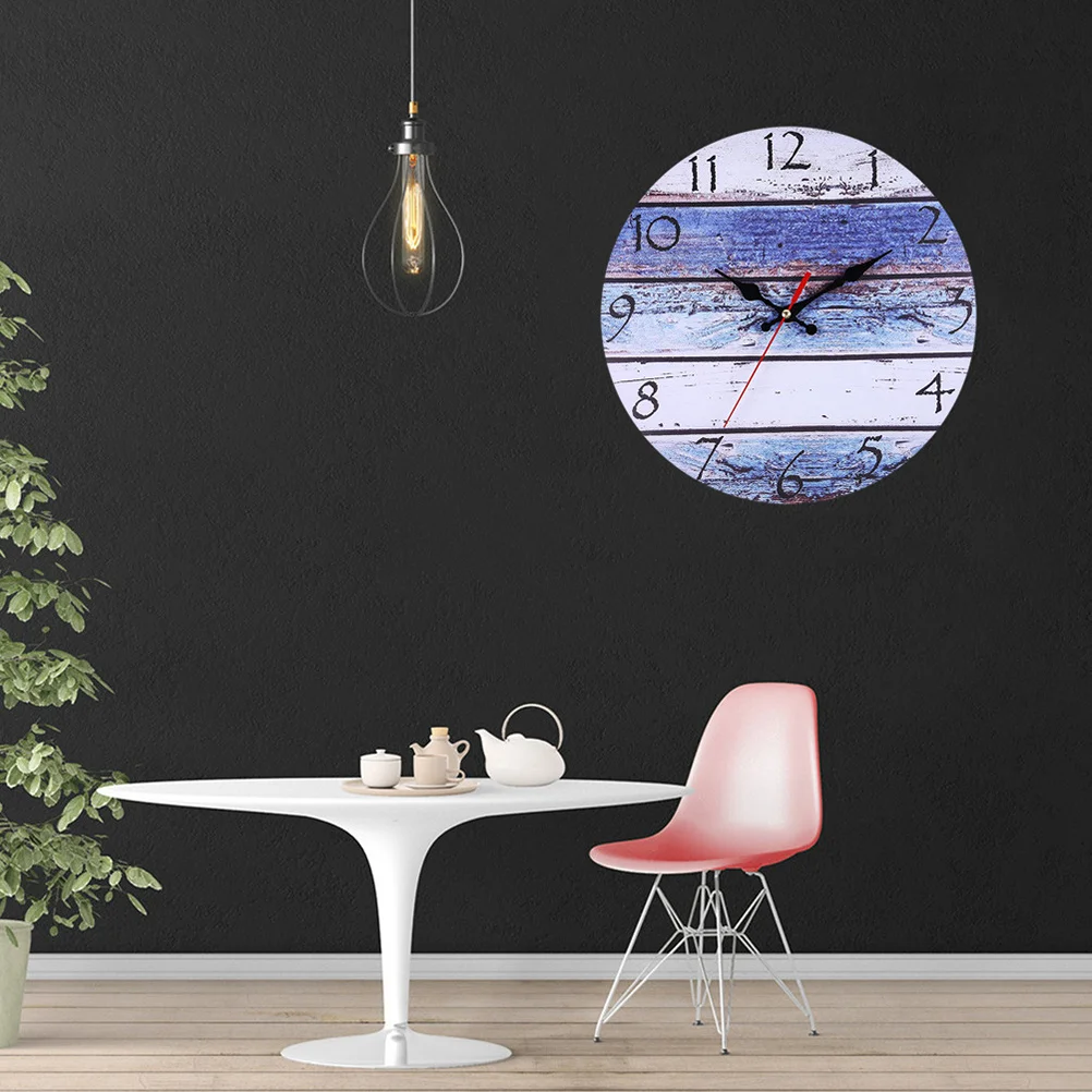 

Retro Wooden Wall Clock European Style Hanging Round Pastoral Bamboo Decorative Silent