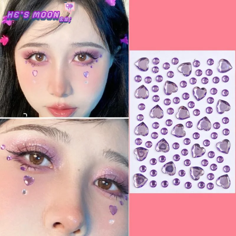 الملونة شكل قلب الماس جوهرة ملصق 3D الوجه حجر الراين الوشم عينيه ملصقات Fo مهرجان حزب المرحلة ماكياج الجسم بلينغ